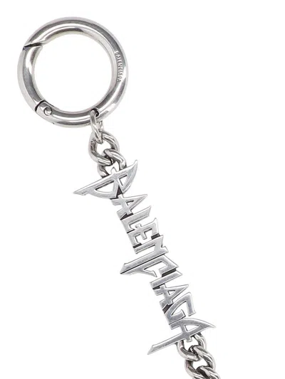 Balenciaga Shiny Keyring Metallic Finish Wallet In Metallic
