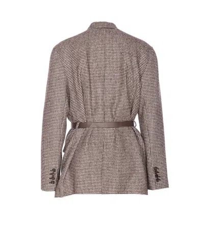 Brunello Cucinelli Houndstooth Belted Blazer