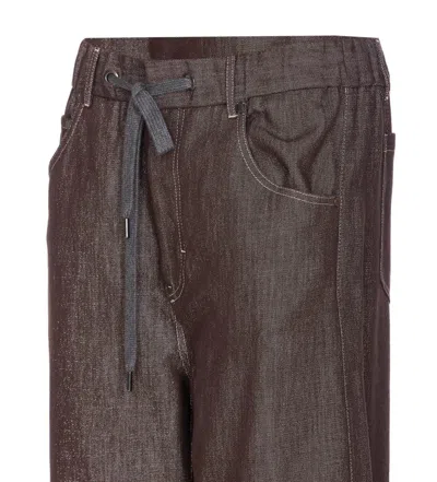 Brunello Cucinelli Trousers Wide Leg Drawstring Waist In Brown