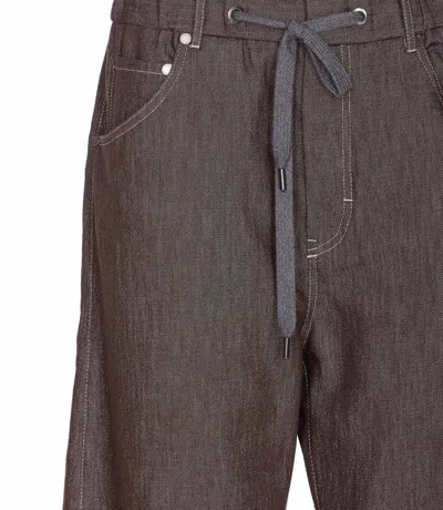 Brunello Cucinelli Trousers Wide Leg Drawstring Waist In Brown