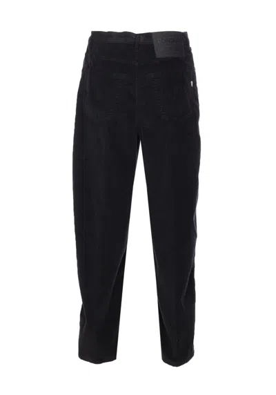 Dondup Loose Fit Velvet Trousers With Button Detailing In Black