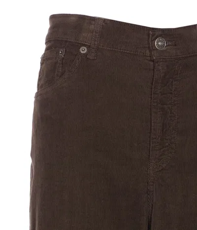 Dondup Velvet Wide Leg Trousers With 5 Pockets In Brown