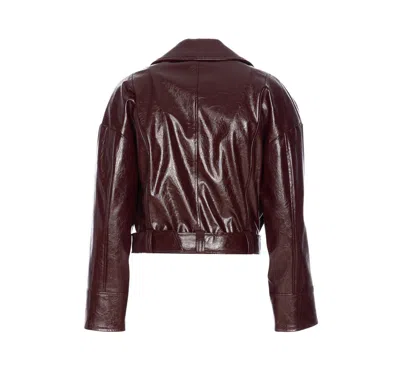 Liu •jo Belted Faux-leather Jacket In Burgundy