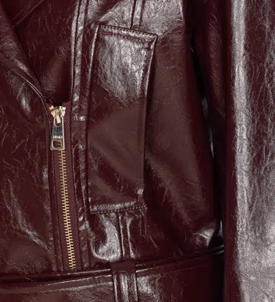Liu •jo Belted Faux-leather Jacket In Burgundy