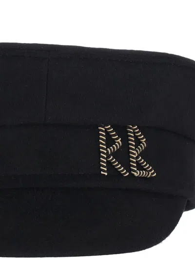 Ruslan Baginskiy Wool Hat With Baker Boy Brooch In Black