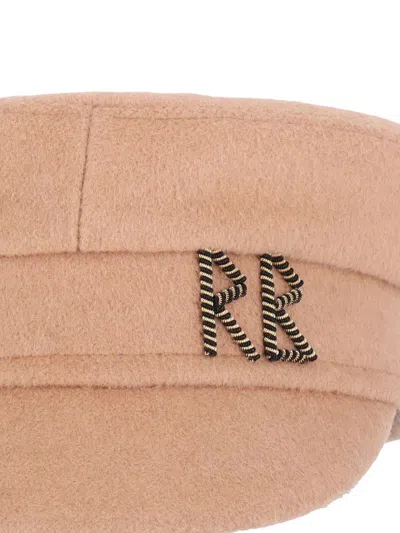 Ruslan Baginskiy Wool Hat With Baker Boy Brooch In Neutral