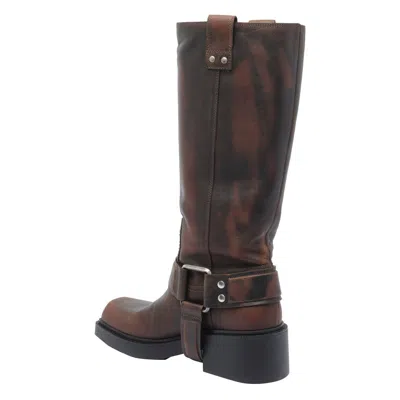 Vic Matie Saddle Calf-length Boots In Brown