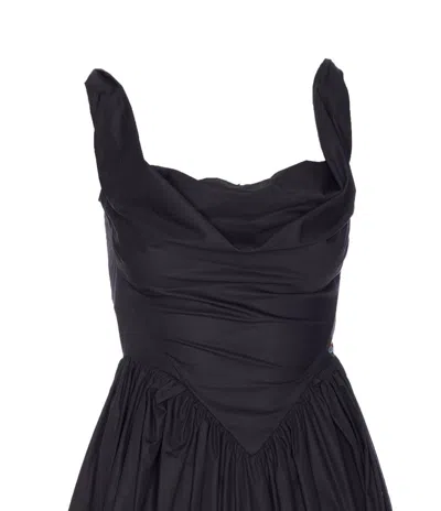 Vivienne Westwood Square Neckline Sleeveless Flared Skirt Mini Length Draped Detail In Black