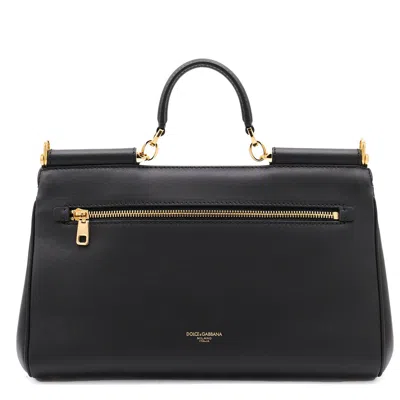 Dolce & Gabbana Black Leather My Sicily Top Handle Bag In Black