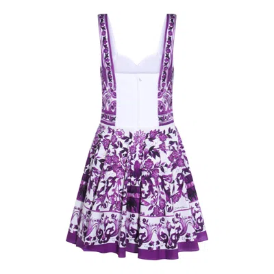 Dolce & Gabbana Violet Dress With Thin Straps And All-over Floral Motif In Cotton Blend Woman In Purple