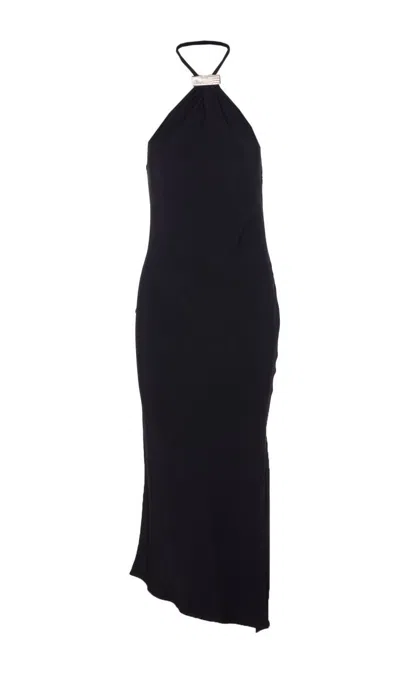 Attico Halterneck Low-back Midi Dress In Black