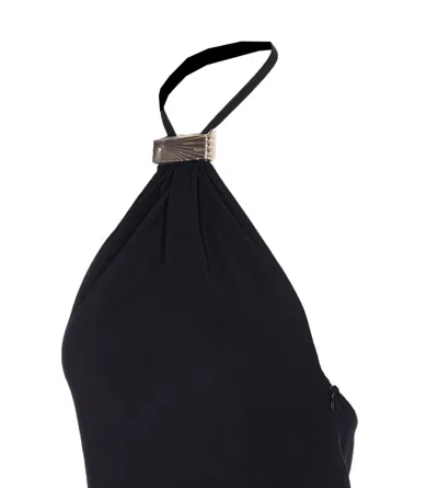 Attico Halterneck Low-back Midi Dress In Black