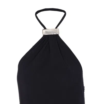Attico Halterneck Low-back Midi Dress In Black