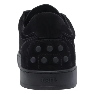 Tod's Low Top Suede Sneakers With Round Toe In Black