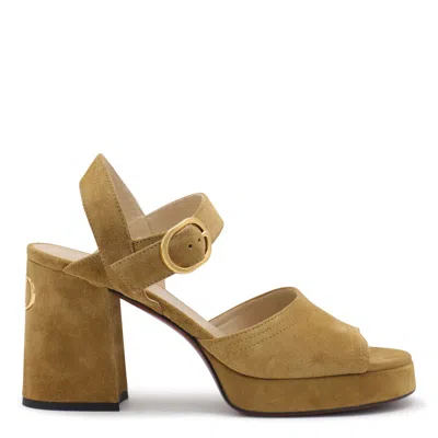 Valentino Garavani Fawcette Platform Crust Leather Sandal 100mm Woman Havana Beige 40