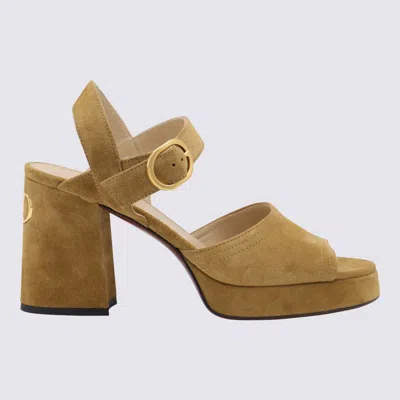 Valentino Garavani Fawcette Platform Crust Leather Sandal 100mm Woman Havana Beige 40