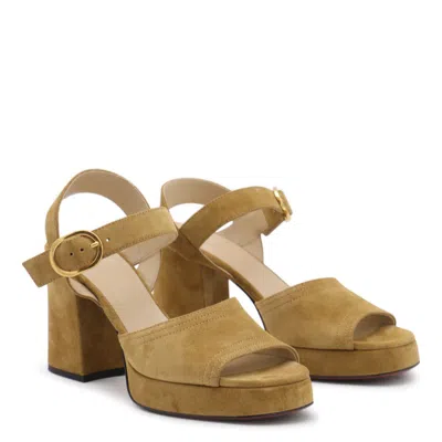 Valentino Garavani Fawcette Platform Crust Leather Sandal 100mm Woman Havana Beige 40