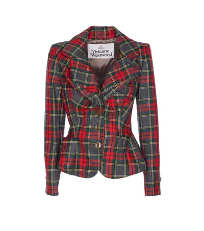 Vivienne Westwood Plaid Tailored Jacket With Notch Lapel And Button-detail Cuffs In Multi