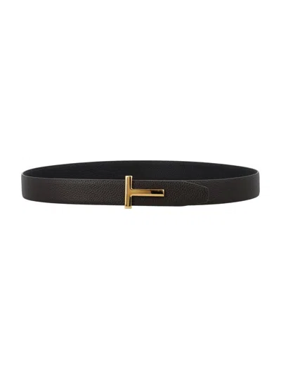Tom Ford Small Grain Leather Icon Belt In Black