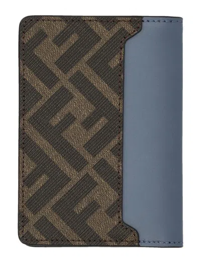 Fendi Ff Squared Card Holder In Blue