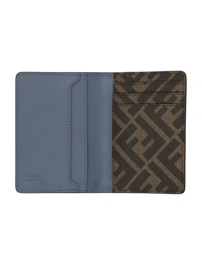 Fendi Ff Squared Card Holder In Blue