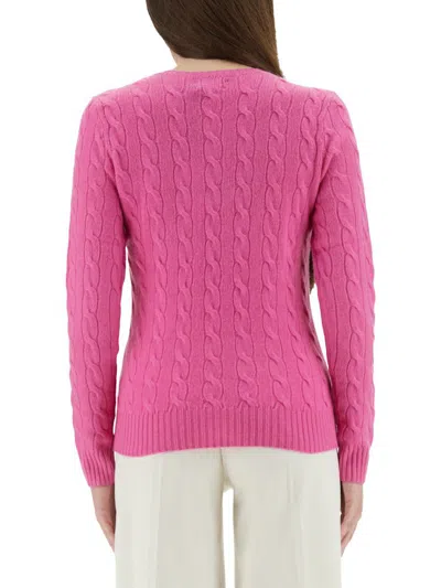 Polo Ralph Lauren Fuchsia Wool Blend Sweater In Pink