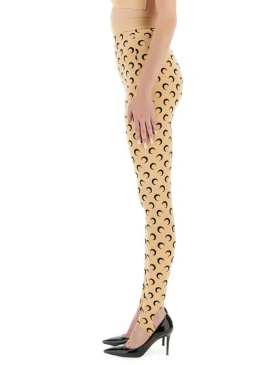 Marine Serre Beige Recycled Moon Jersey Stirrup Leggings In Brown