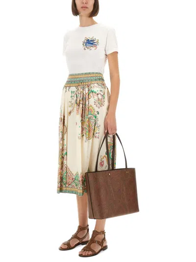 Etro Paisley Print Midi Skirt In Neutral