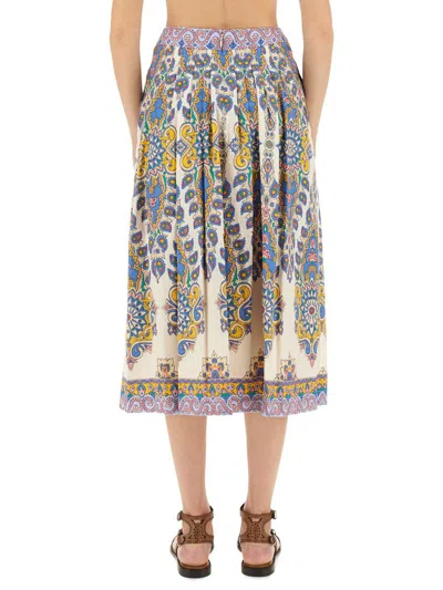 Etro Paisley Print Cotton Midi Skirt