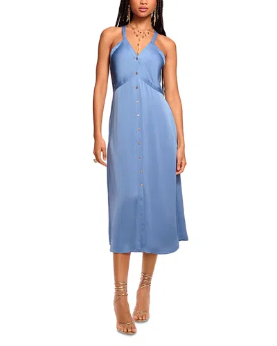 Ramy Brook Cynthia V-neck Button Down Midi Dress In Blue
