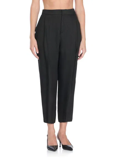 Elisabetta Franchi Flap Pockets High Waist Pleated Trousers In Black