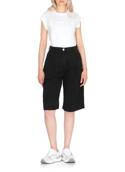 Pinko Knee-length Black Cotton Bermuda Shorts In Black