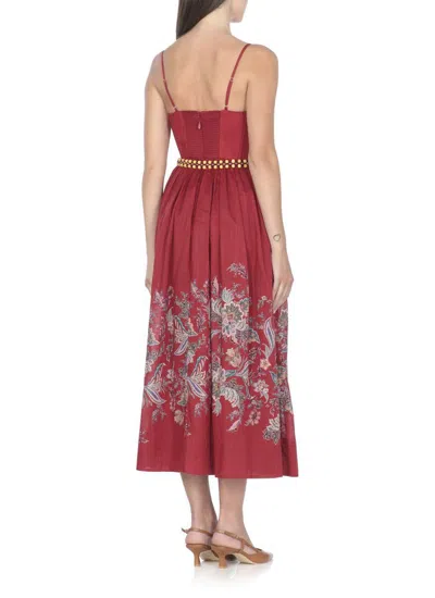 Zimmermann Rhiannon Belted Paisley-print Cotton-voile Midi Dress In Red