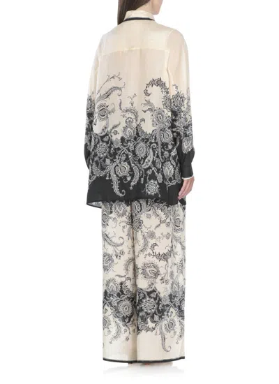 Zimmermann White Floral And Paisley Print Shirt With Contrasting Trim In Multi