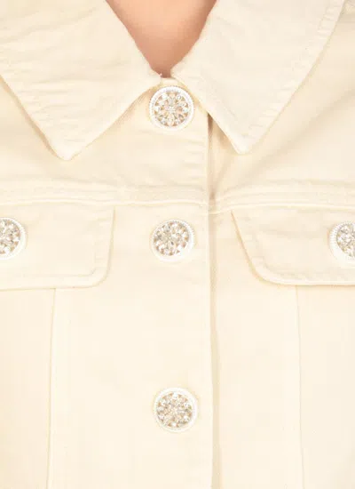 Self-portrait Structured Beige Dress With Classic Collar And Flap Pockets In Neutral