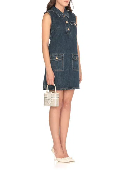 Self-portrait Self Portrait Women Denim Sleeveless Mini Dress