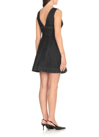 Self-portrait Navy Blue Dress With Bustier Neckline And Zip Detail In Blue