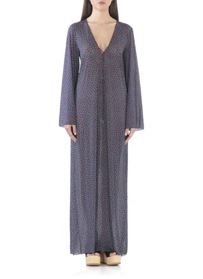Fisico Cristina Ferrari Fisico Maxi Dress With V-neck In Gray