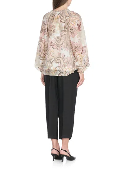 Hale Bob Silk Blend Blouse With All-over Paisley Pattern In Brown