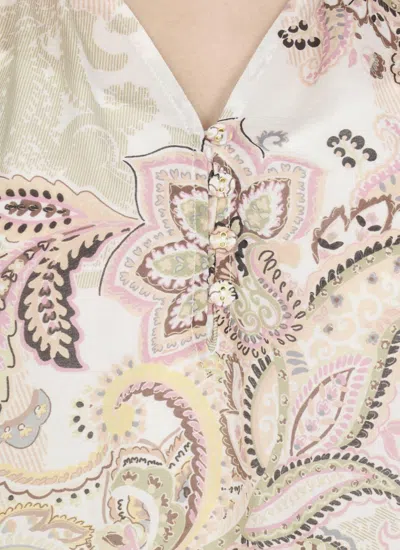 Hale Bob Silk Blend Blouse With All-over Paisley Pattern In Brown