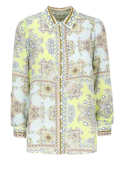 Hale Bob Multicolor Silk Blouse With Classic Collar In Multi