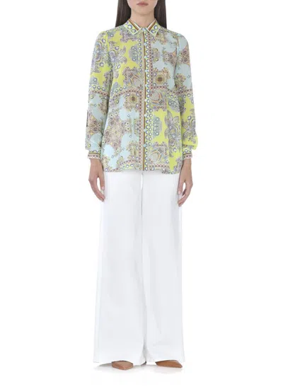 Hale Bob Multicolor Silk Blouse With Classic Collar In Multi