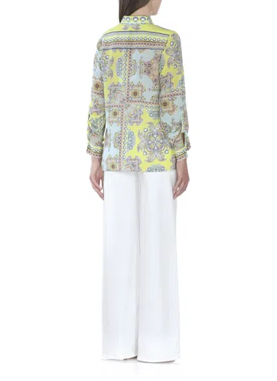Hale Bob Multicolor Silk Blouse With Classic Collar In Multi