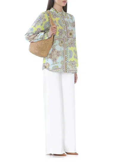 Hale Bob Multicolor Silk Blouse With Classic Collar In Multi