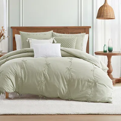 Peri Home Sasha Bows Comforter Set, Full/queen In Green
