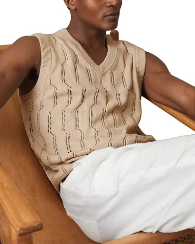 Reiss Che Thiego Pointelle V Neck Vest In Yellow