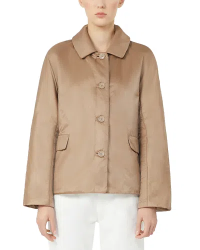 Max Mara Padded Jacket In Water-repellent Canvas In Brown