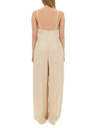 Alysi V-neck Wide-leg Jumpsuit In White