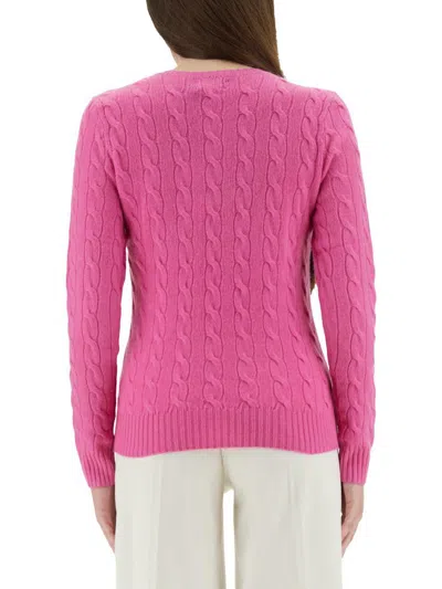 Polo Ralph Lauren Fuchsia Wool Blend Sweater In Pink