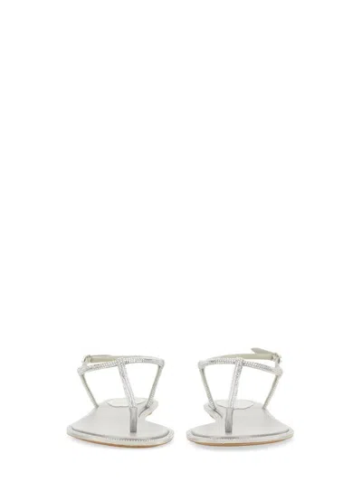René Caovilla Diana White Sandal With Crystals 10 In Silver